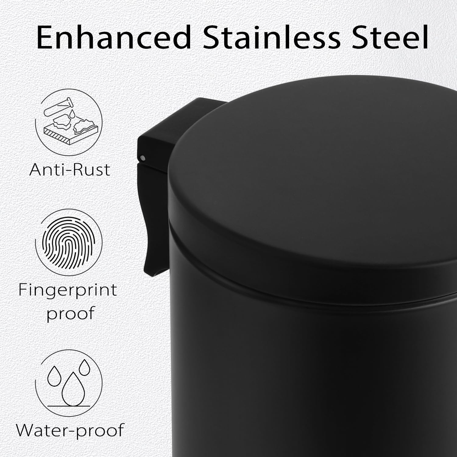 TIPGO silent close lid trash bin reduces noise during disposal.