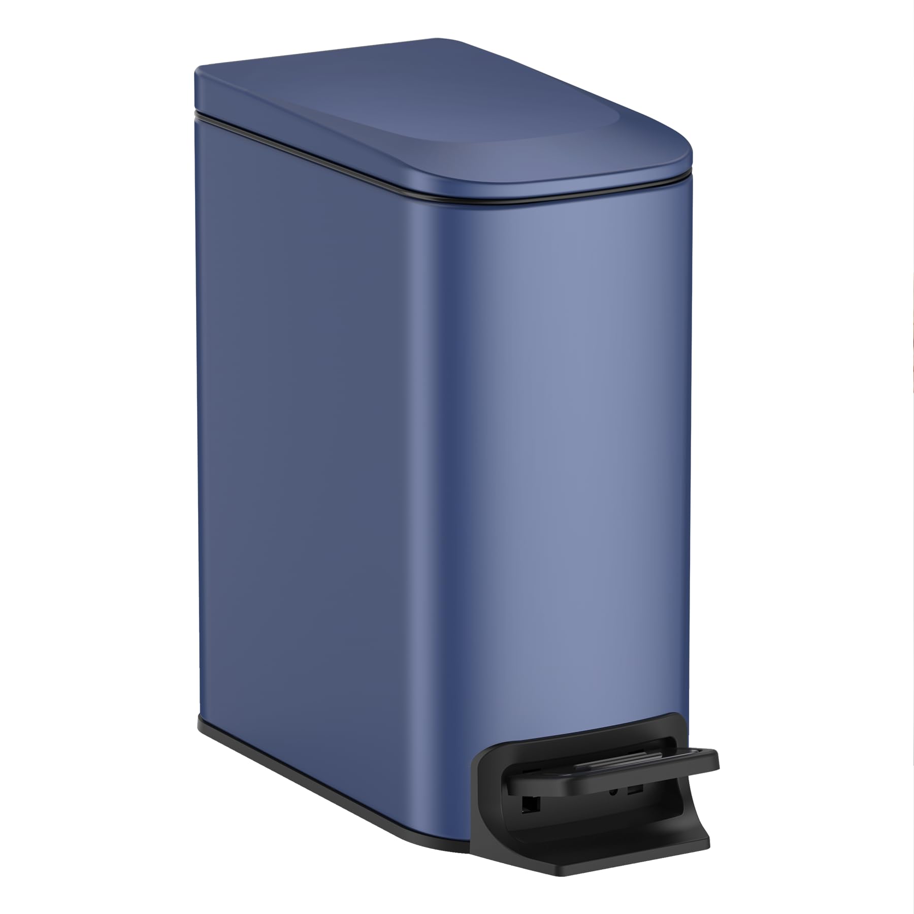 TIPGO slim 6L trash can with navy lid fits tight spaces.