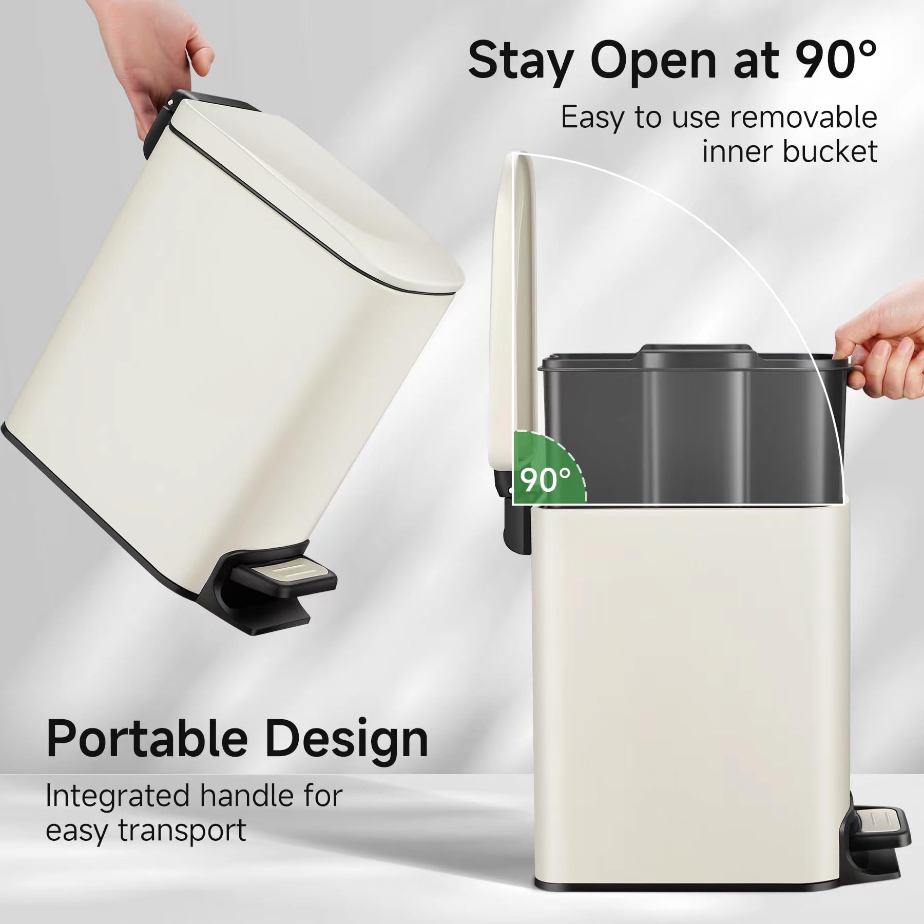TIPGO Slim cream trash can odor-control lid helps contain smells