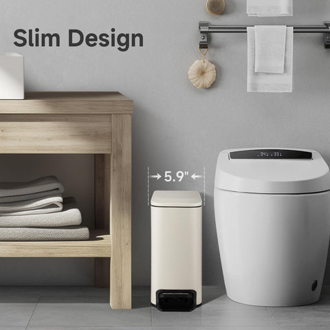 TIPGO Slim cream trash can removable inner bucket for easy cleaning