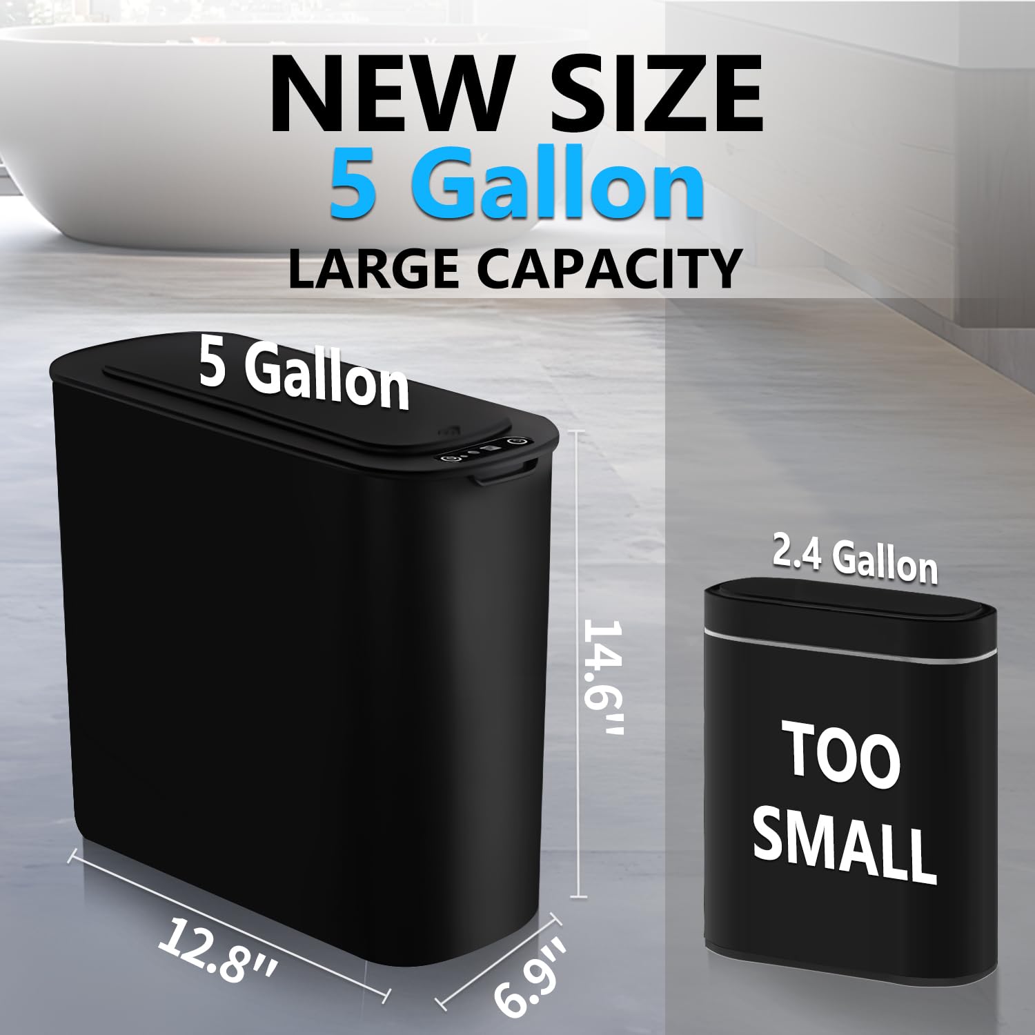 TIPGO slim 5-gallon waste can fits narrow spaces