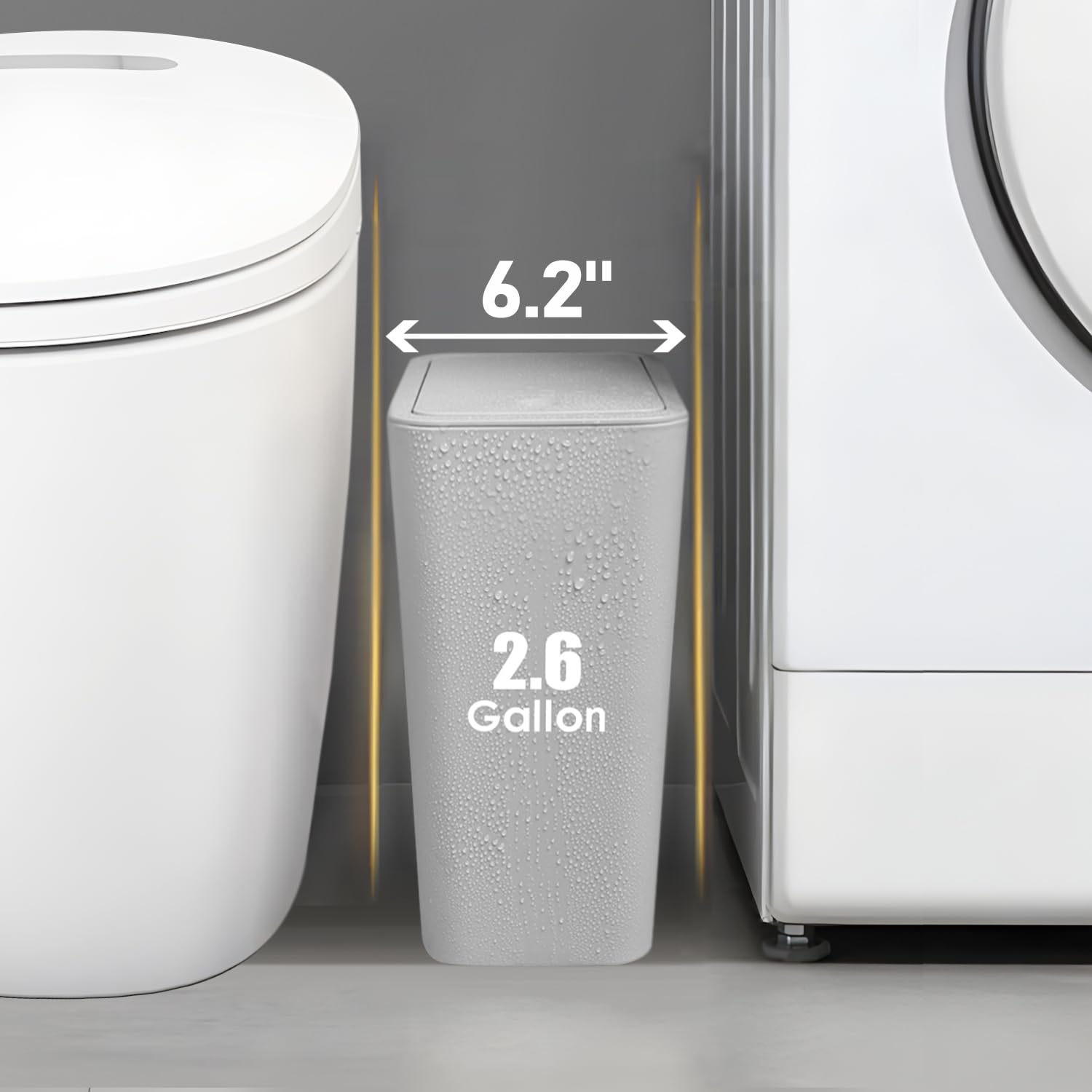 TIPGO slim corner-fit trash bin saves room in tight spaces.