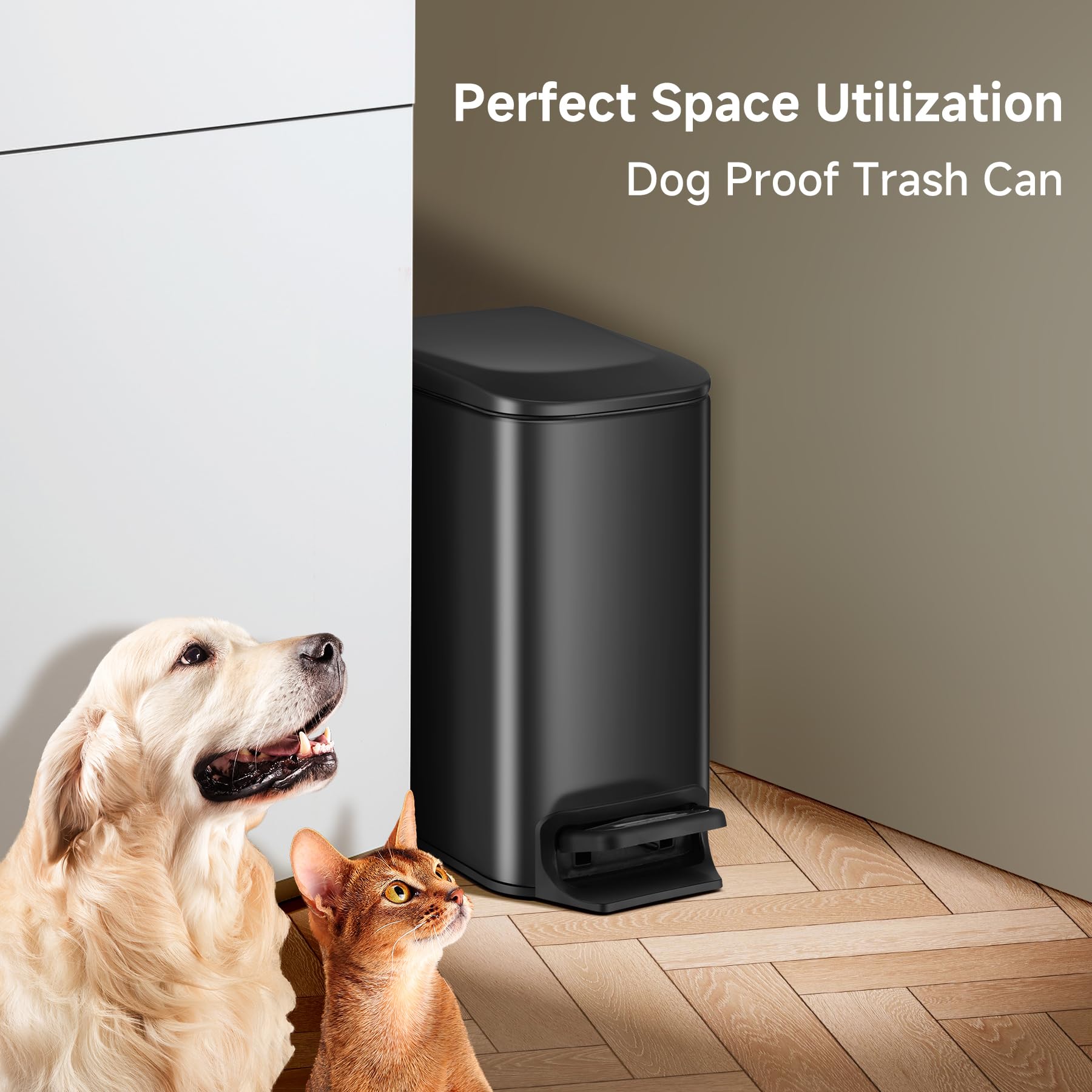 TIPGO Slim bin suitable for kitchen, bedroom, and workspace tasks.
