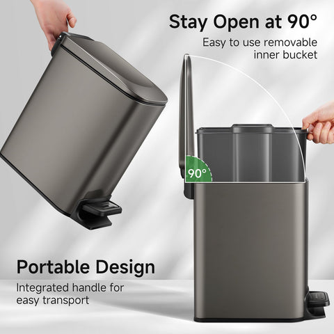 TIPGO Slim trash can lid soft-close demonstrates silent operation and smooth closure.