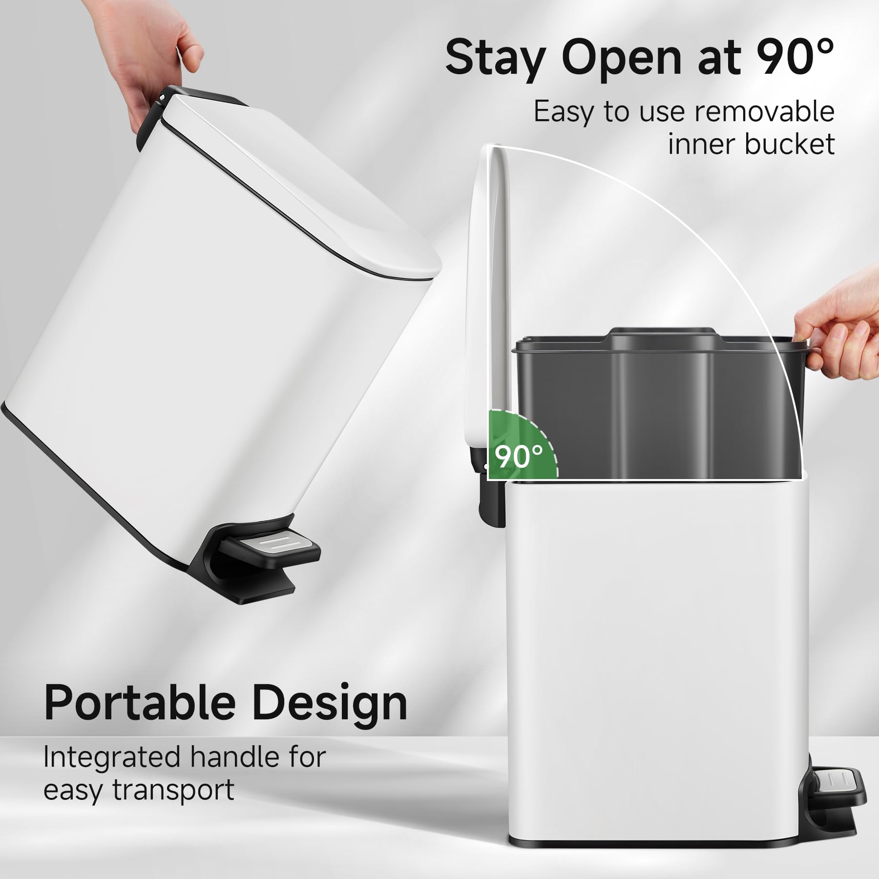 TIPGO Slim trash can prevents odors and keeps pets out of the bin.