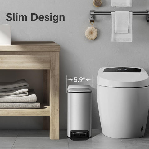 TIPGO slim trash can with odor-control lid to keep spaces fresh.