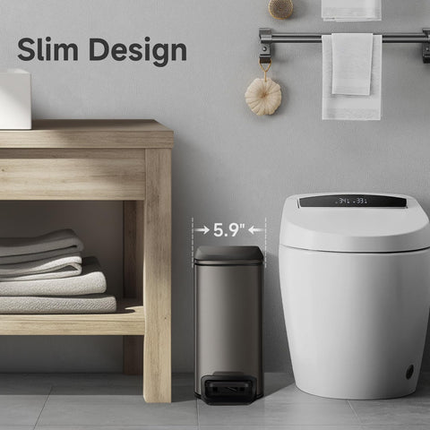 TIPGO Slim trash can odor-control lid minimizes smells in any room.