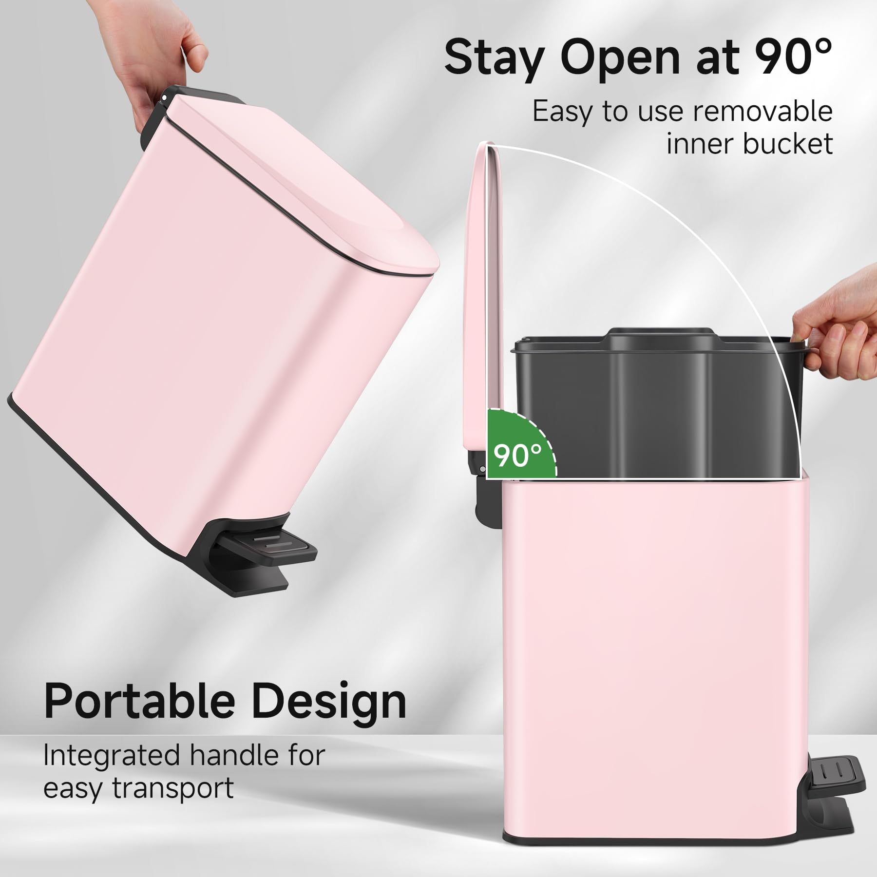 TIPGO Slim Trash Can pedal design blends stainless steel and plastic for durability