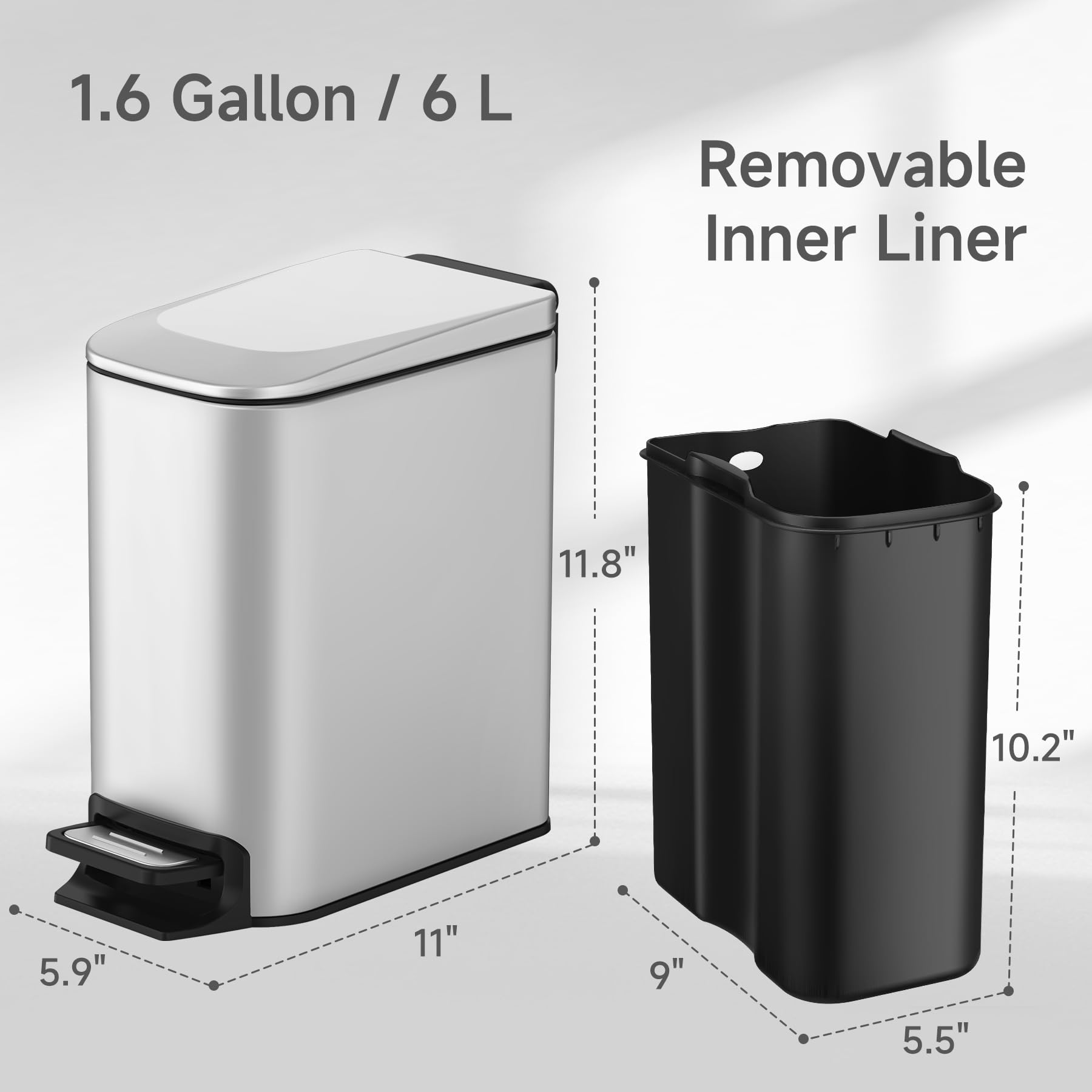 TIPGO slim trash can pet-proof lid deters pets from waste.