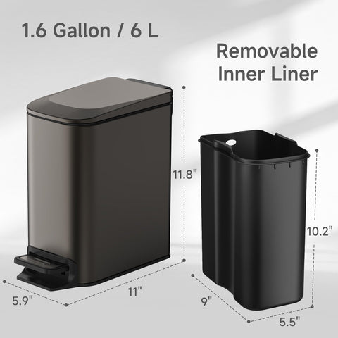 TIPGO Slim trash can removable inner bucket allows easy cleaning and disposal.