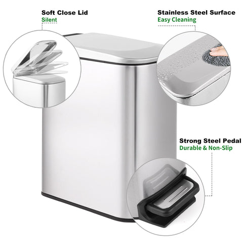 TIPGO slim trash can removable inner bucket for quick cleaning.