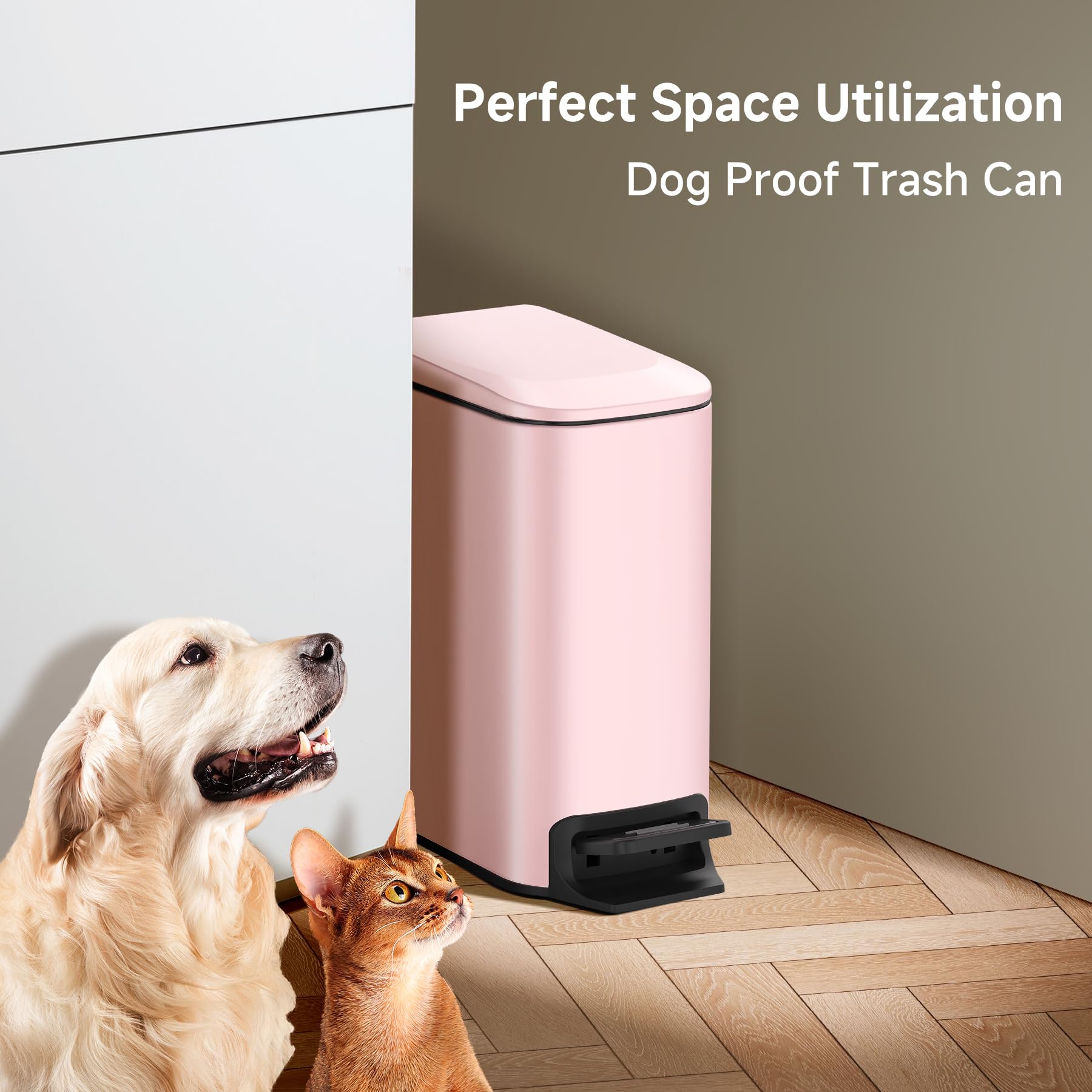 TIPGO Slim Trash Can fits neatly in tight spaces and corners