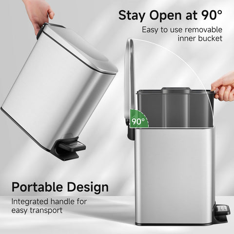 TIPGO slim trash can with step-pedal, durable and easy disposal.