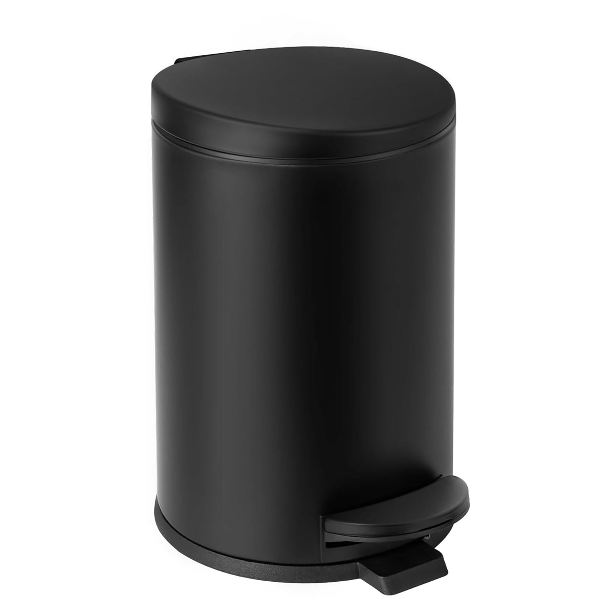 TIPGO small black trash can with lid for bathrooms and desks, space-saving.