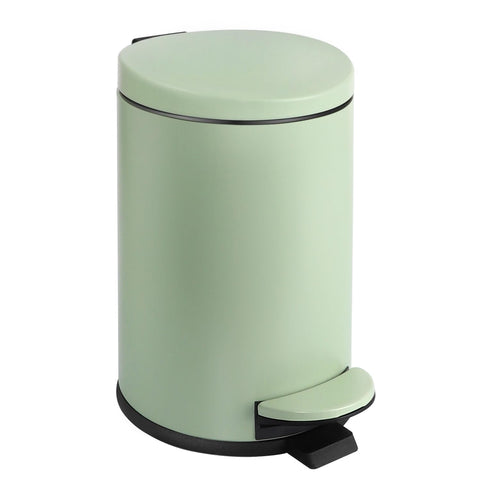 TIPGO small trash can with soft-close lid in green stainless steel for quiet bathroom use