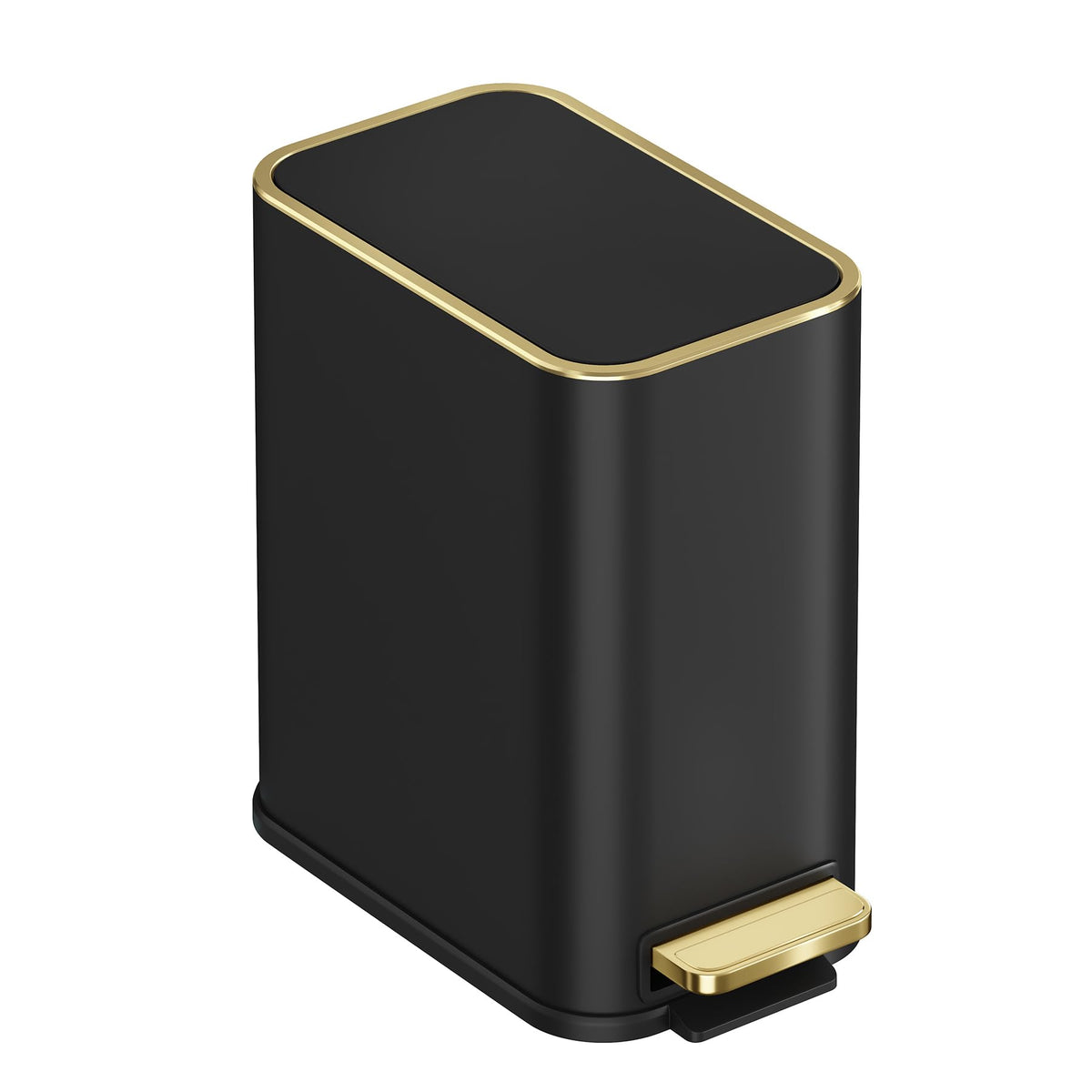 TIPGO small trash can with soft-close lid fits tight spaces in bathroom.
