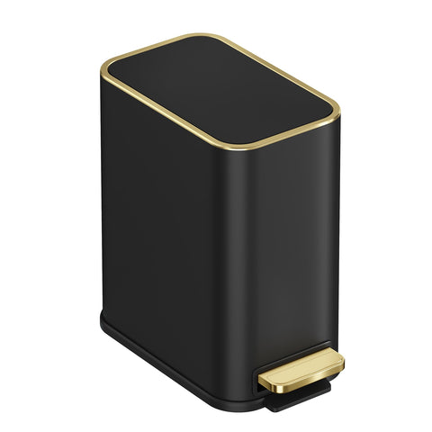 TIPGO small trash can with soft-close lid fits tight spaces in bathroom.