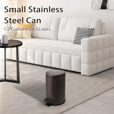 TIPGO brown wastebasket complements small rooms like bedrooms and offices