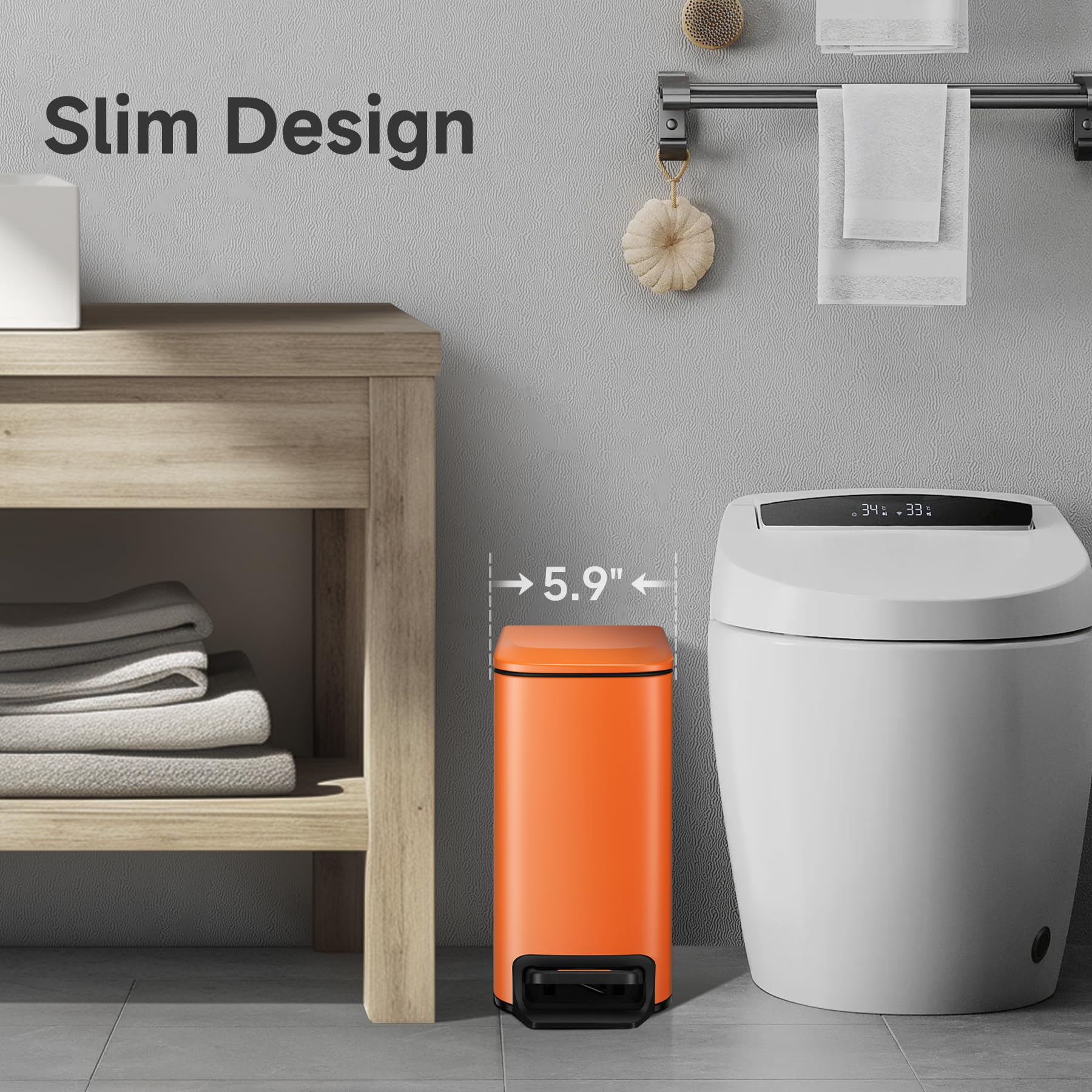 TIPGO soft-close lid with stay-open feature for easy disposal.
