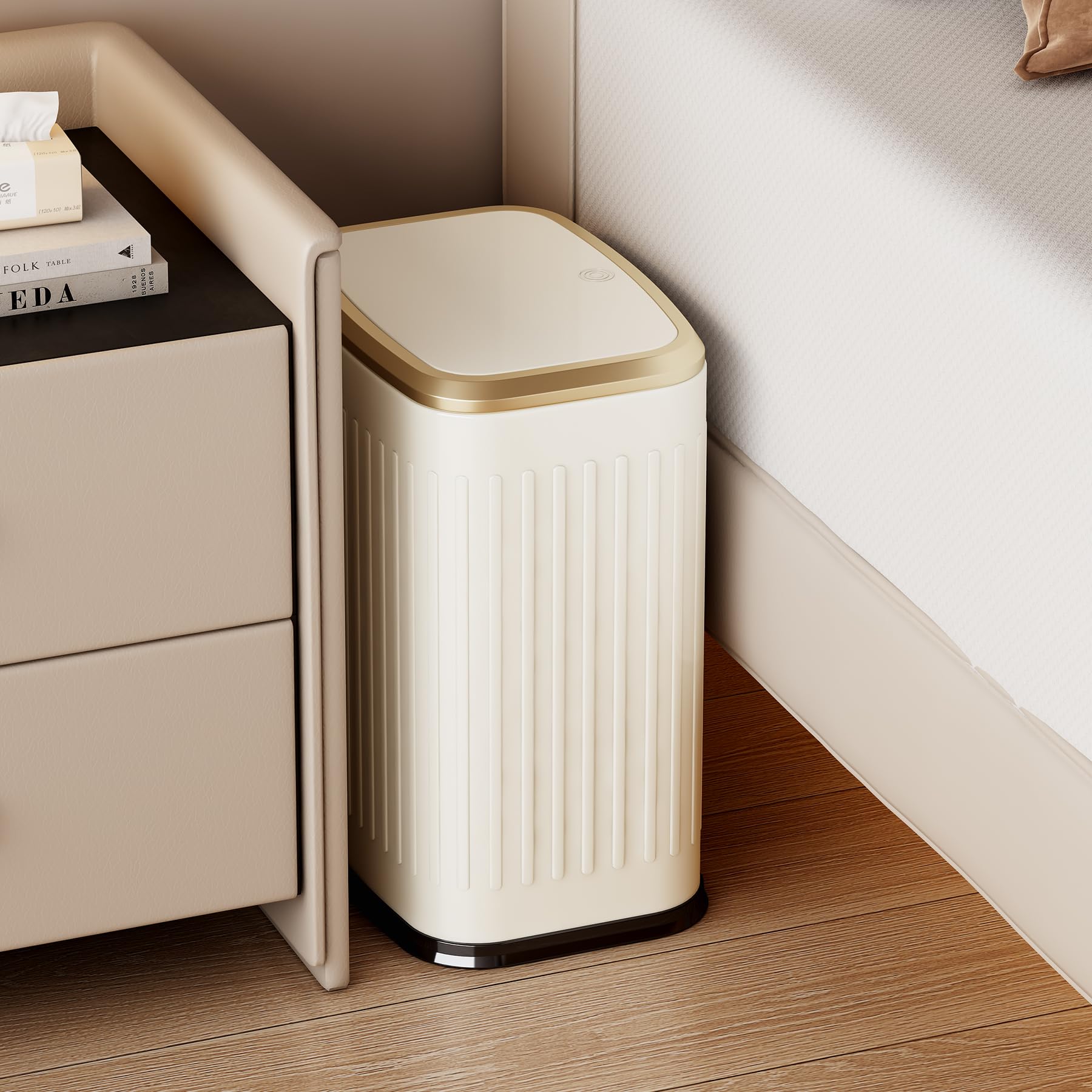TIPGO space-saving trash can fits behind toilet or desk