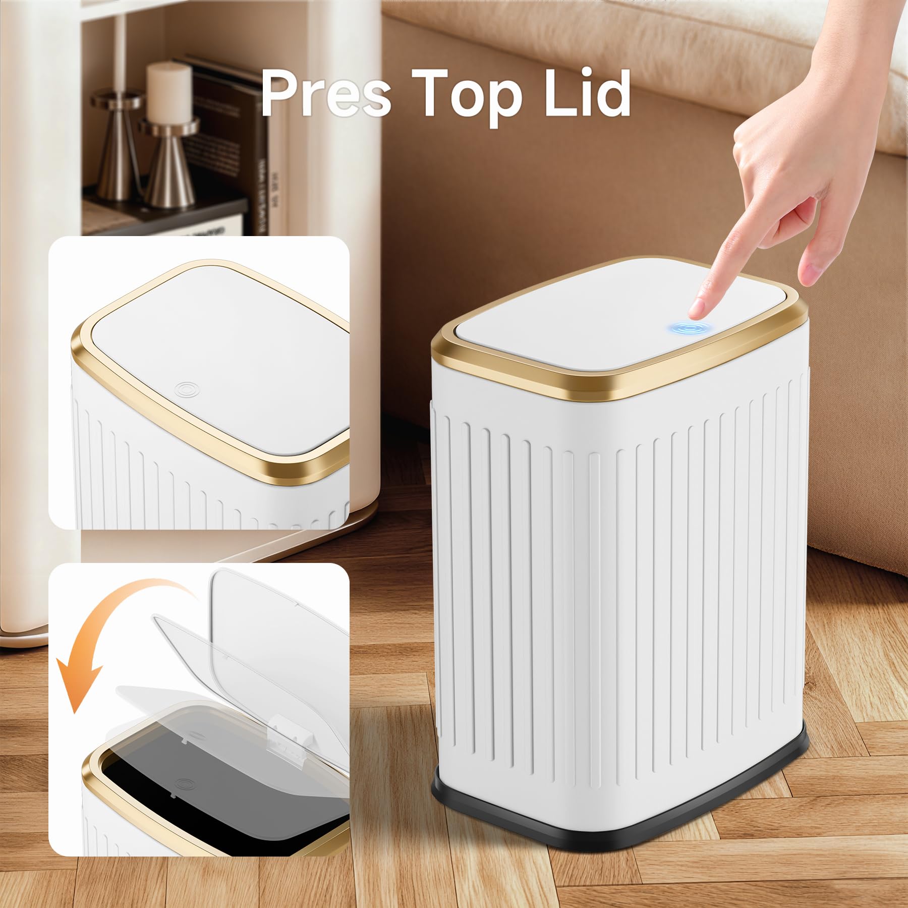 TIPGO stainless steel waste bin with fingerprint-resistant finish for a clean look