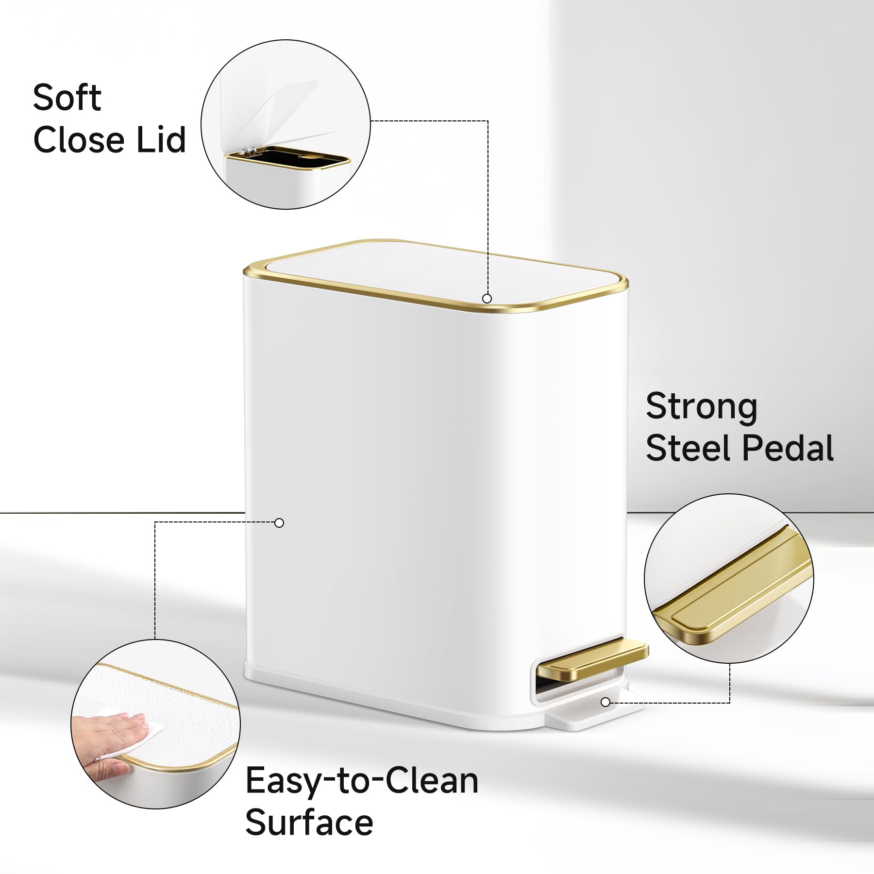 TIPGO step pedal stainless steel bin for hands-free waste disposal
