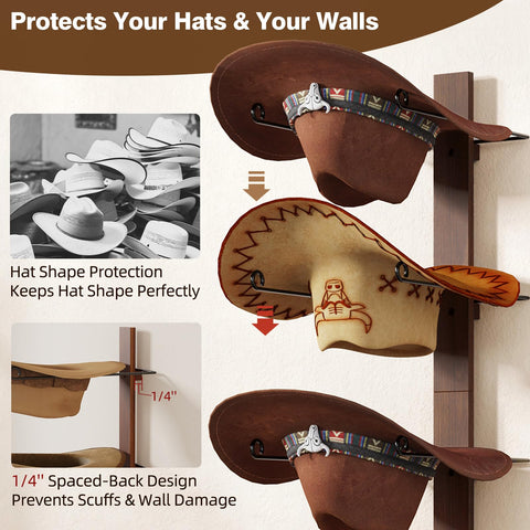 Tipsytree Wall Hat Rack mounted securely to studs for durable storage.