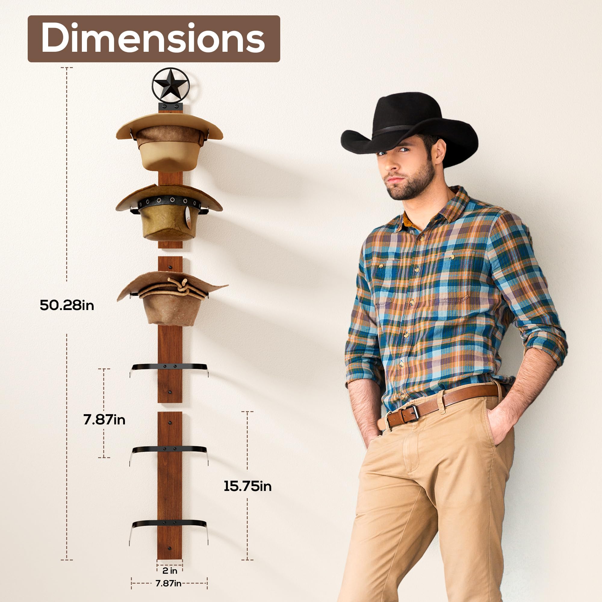 TIPSYTREE wall-mounted hat organizer with two wide hooks for easy storage.