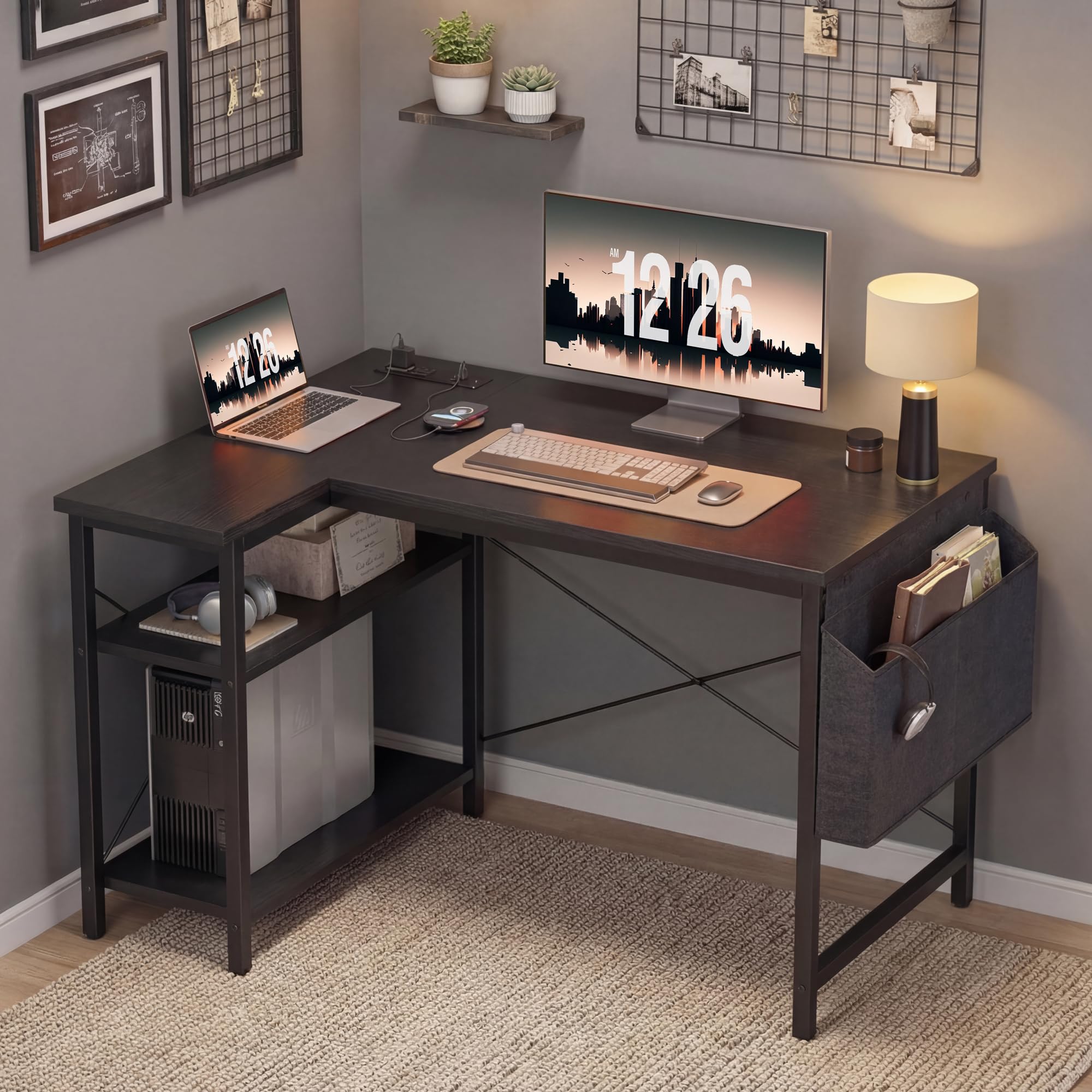 TIQLAB L-shaped desk with reversible design adapts to left or right corner