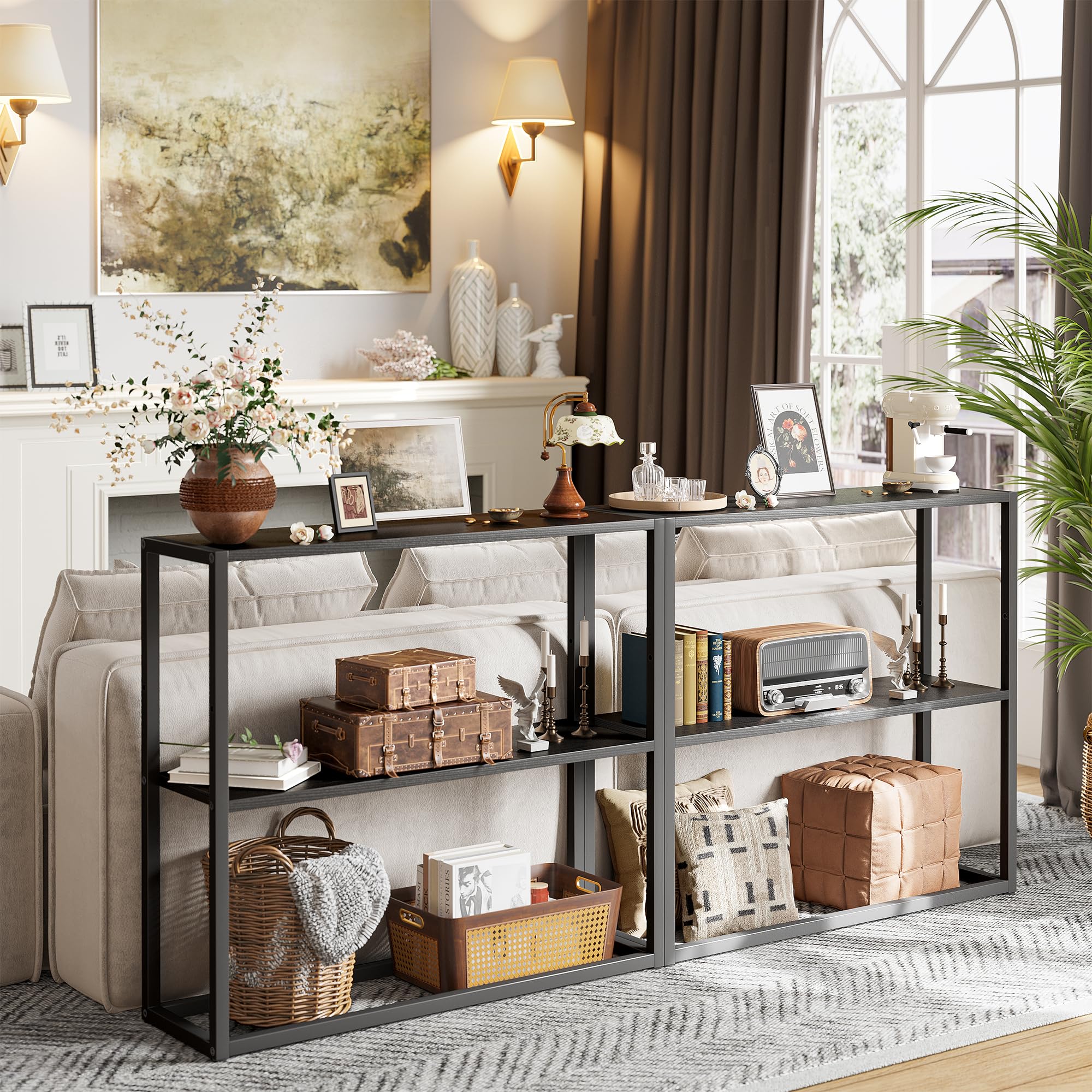 TIQLAB sofa table used as a side table beside seating area