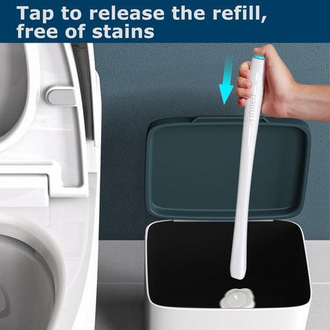 Tirmen sponge head reaches rims and drains for thorough bathroom cleaning.