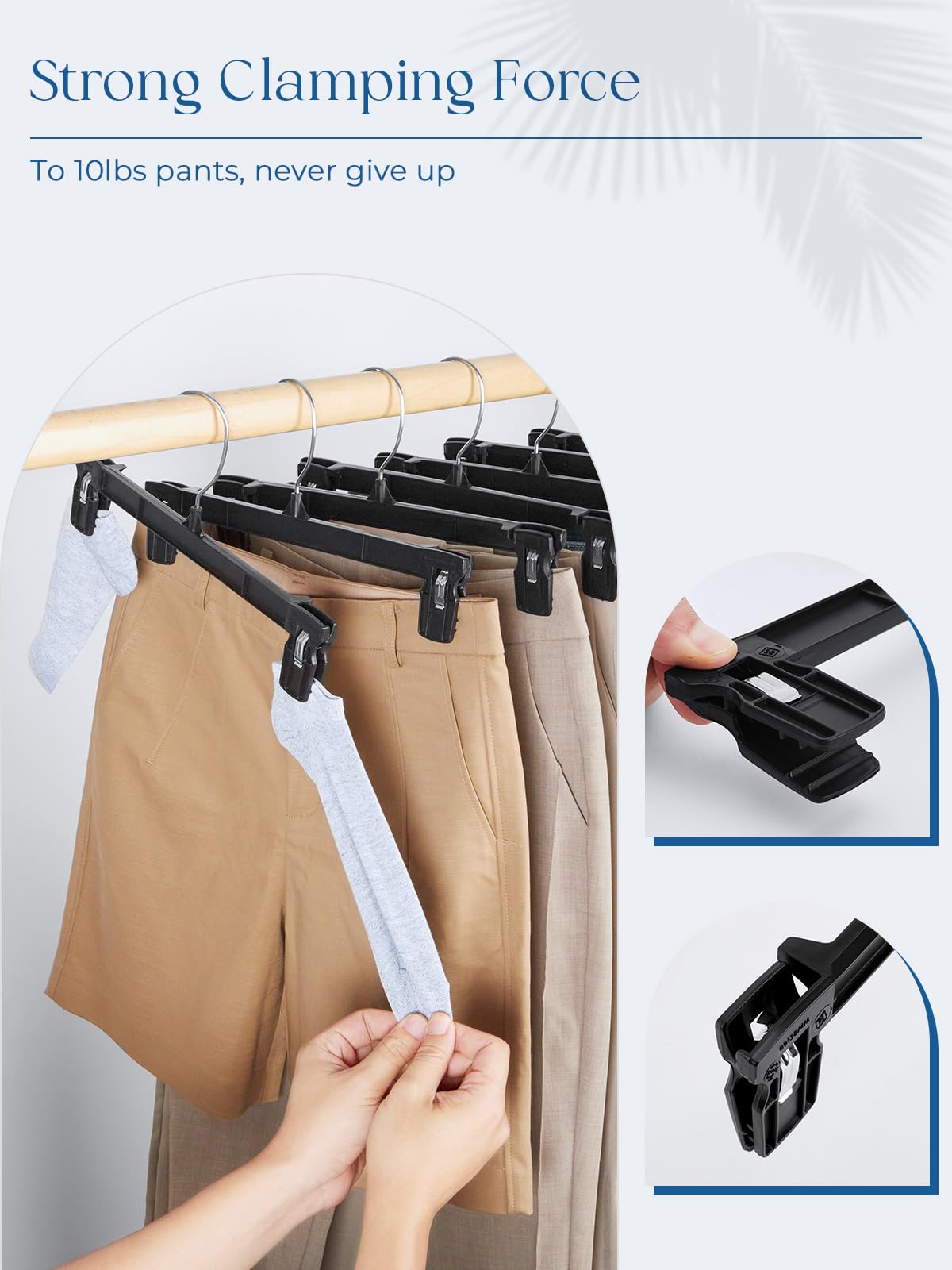 Ridged clips prevent fabric marks during hanging with Smartor hangers.