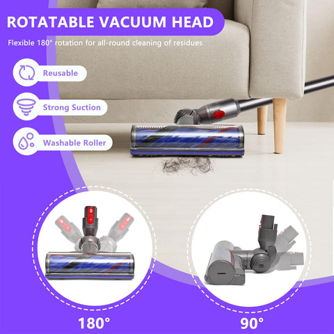 Tivcroxs anti-tangle head for Dyson V15 enables thorough debris pickup