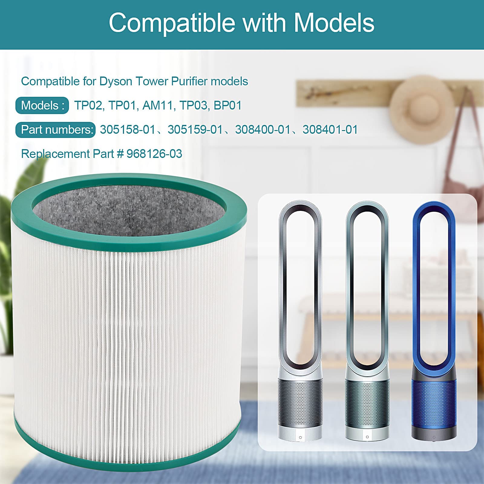 Tivcroxs TP02 compatibility guide image shows easy replacement for Dyson models