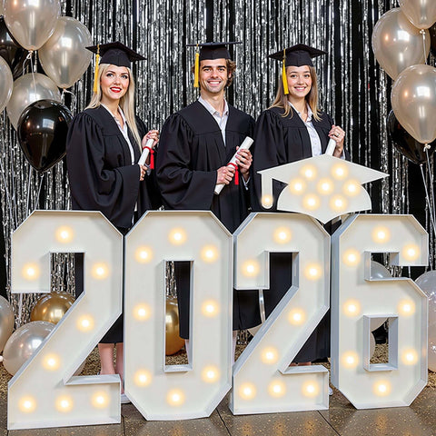 Tixiquns 2026 grad cap letters for vivid photo backdrops at graduations.