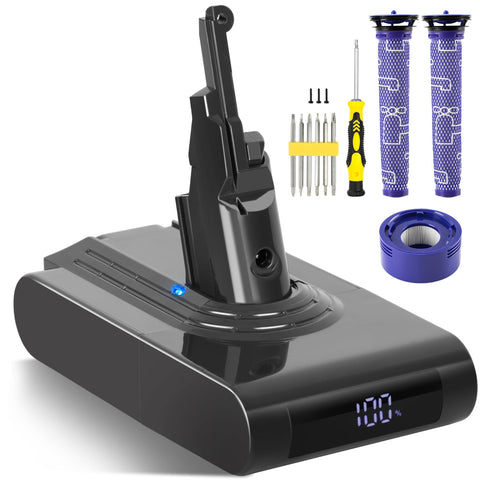 TIXWOGH 8000mAh V8 battery with LED display for Dyson V8