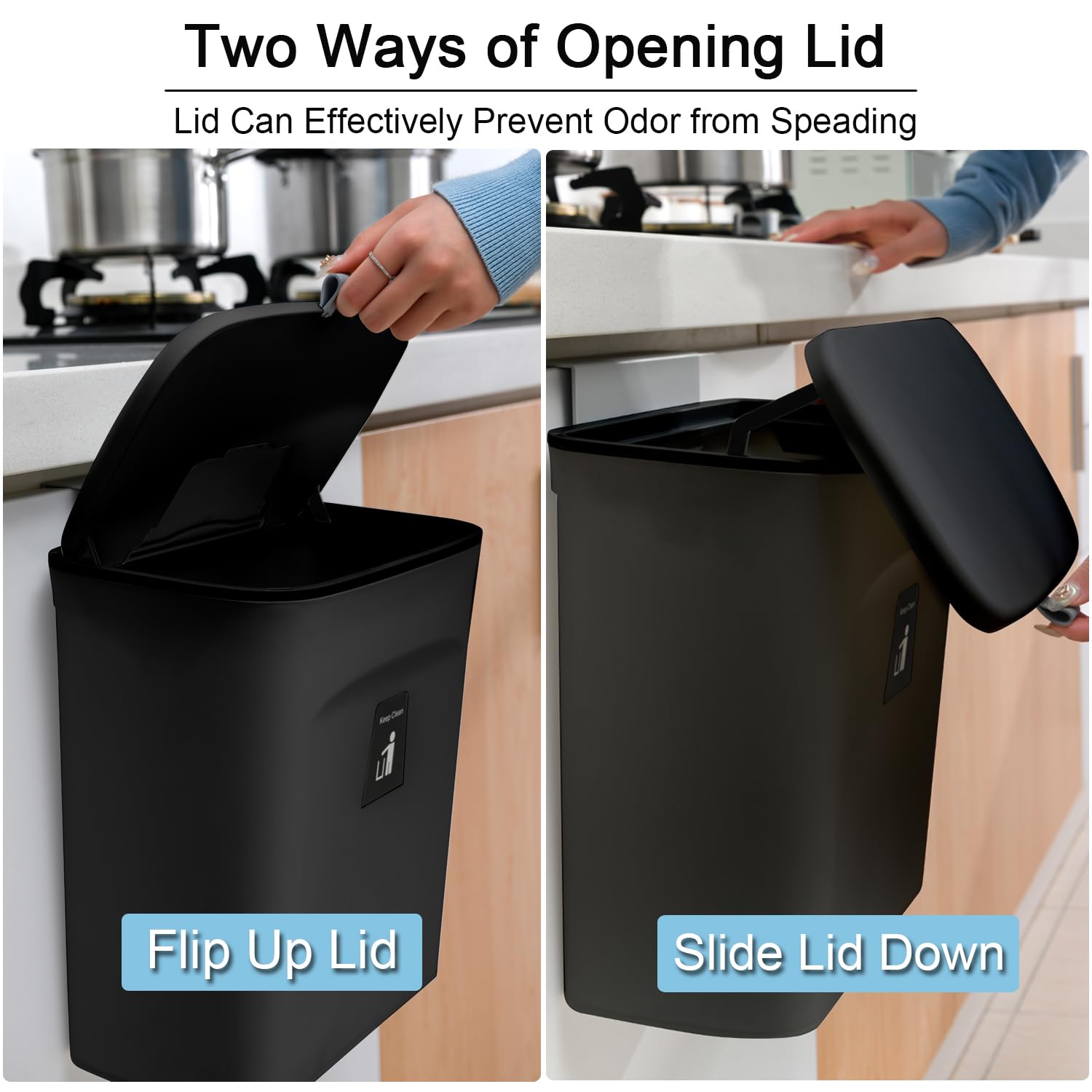Tiyafuro 2-4 gallon kitchen-bin dimensions highlight ample capacity for daily waste.
