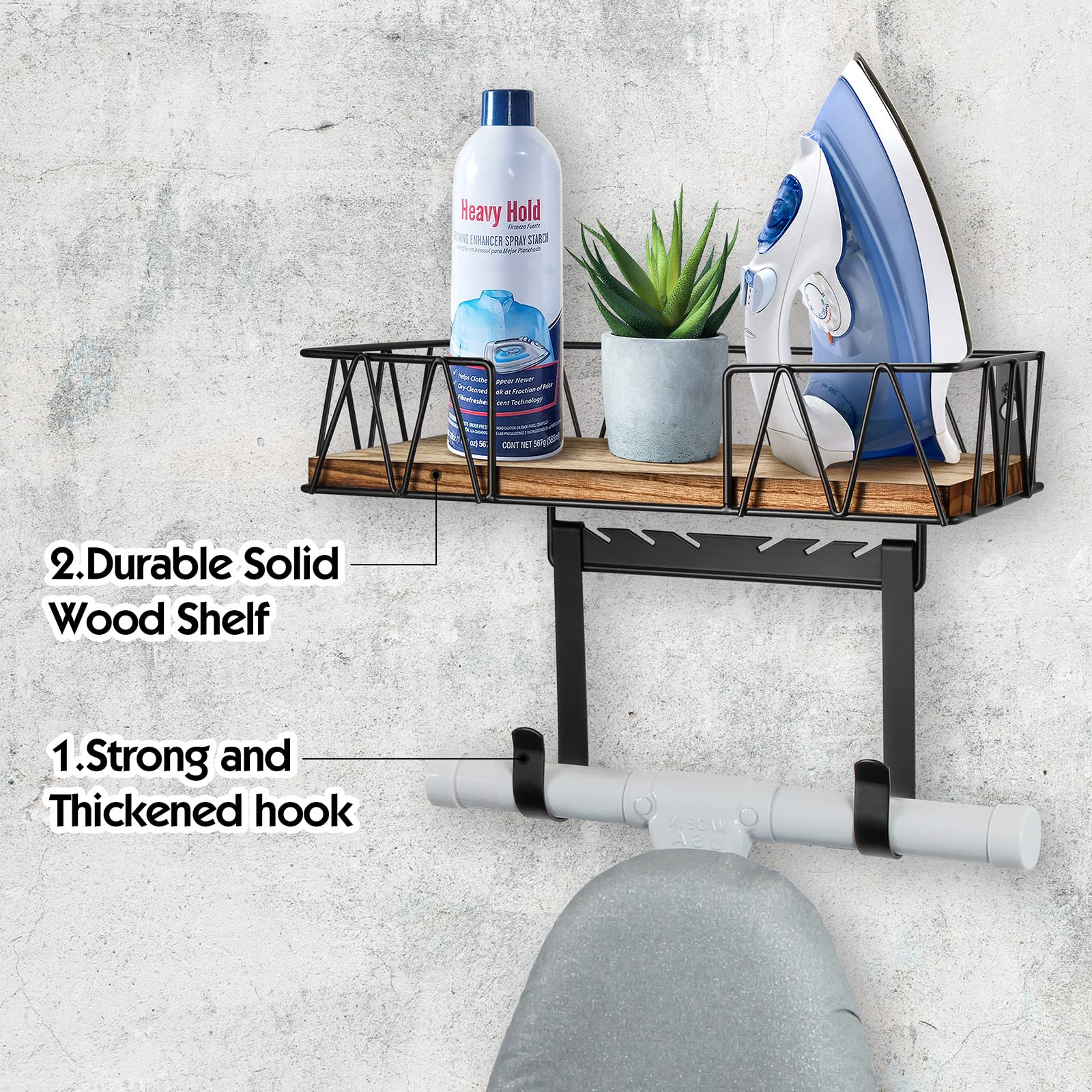 TJ.MOREE basket and hooks cradle iron and board securely, keeping essentials neatly stored and ready.