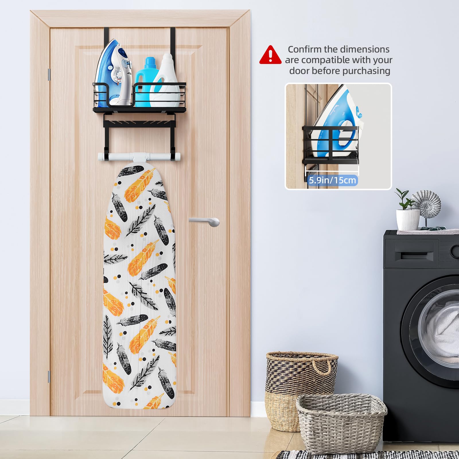TJ.MOREE iron holder securely stores irons of all sizes for quick access.