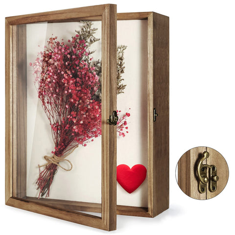 TJ.MOREE Shadow Box front view with glass window for flower keepsakes