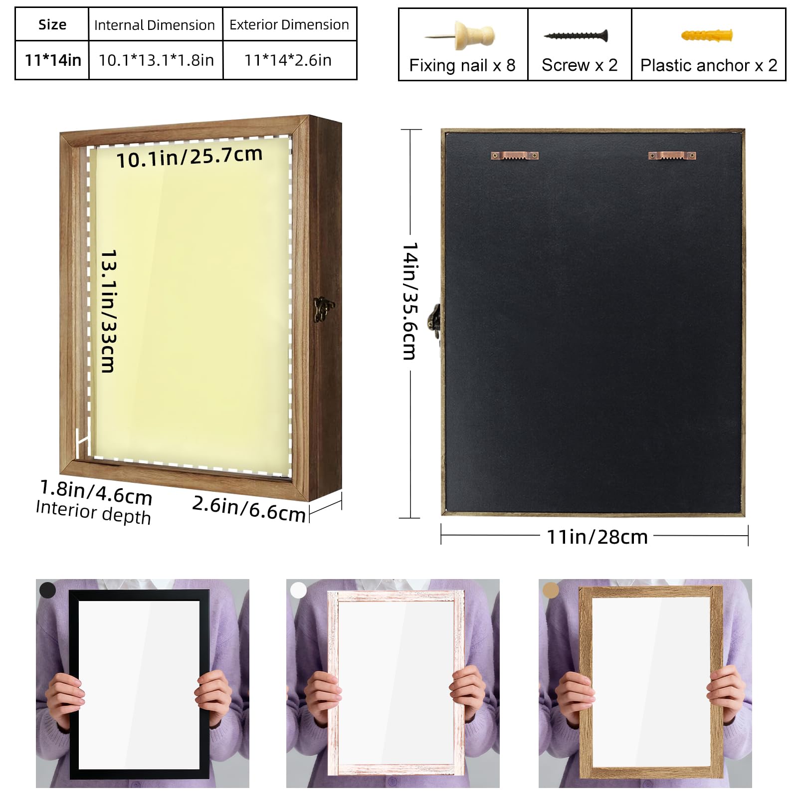 TJ.MOREE Shadow Box linen interior helps organize photos and memorabilia.