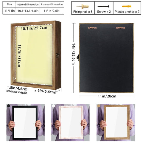 TJ.MOREE Shadow Box linen interior helps organize photos and memorabilia.