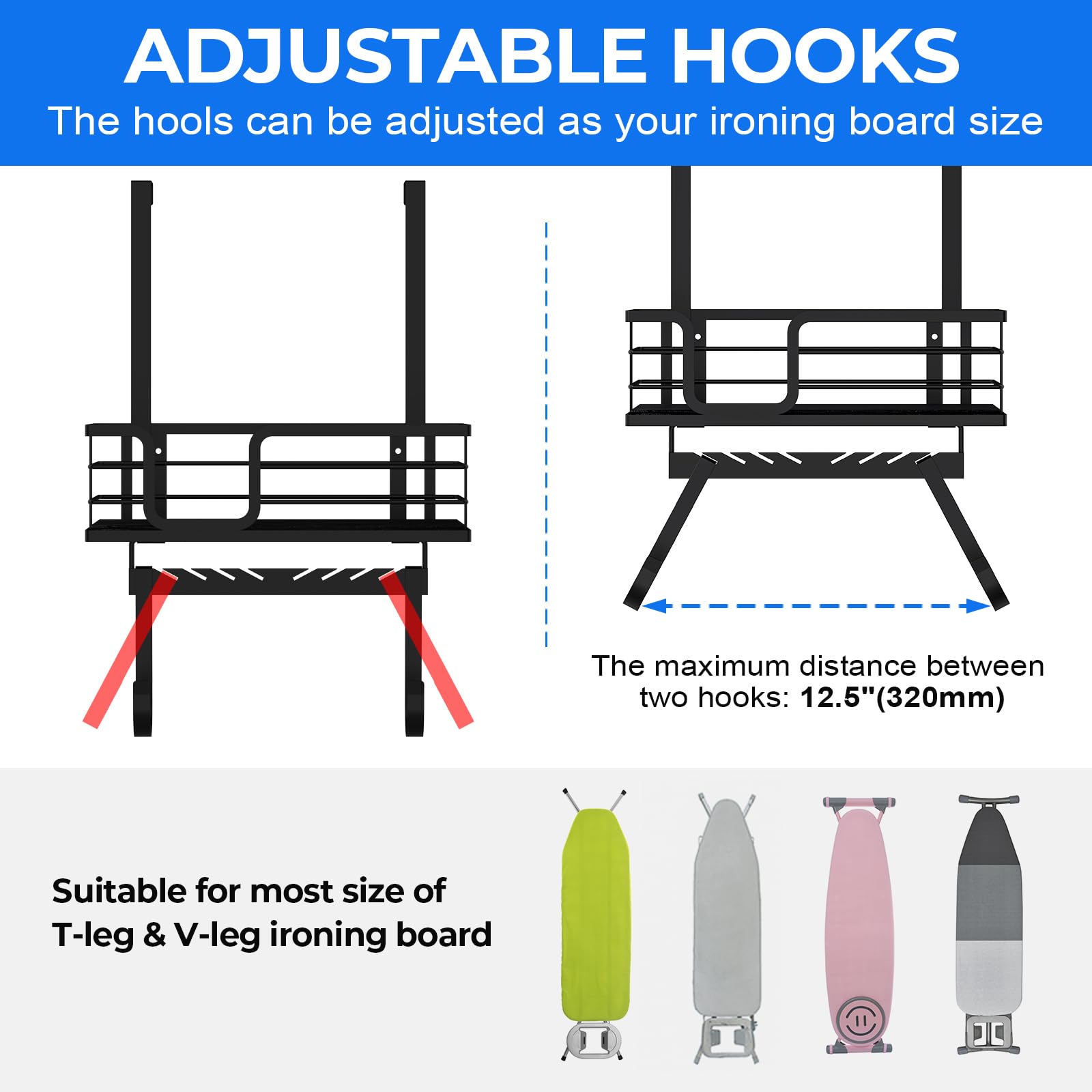 TJ.MOREE sturdy metal construction ensures durable, long-lasting ironing room storage.