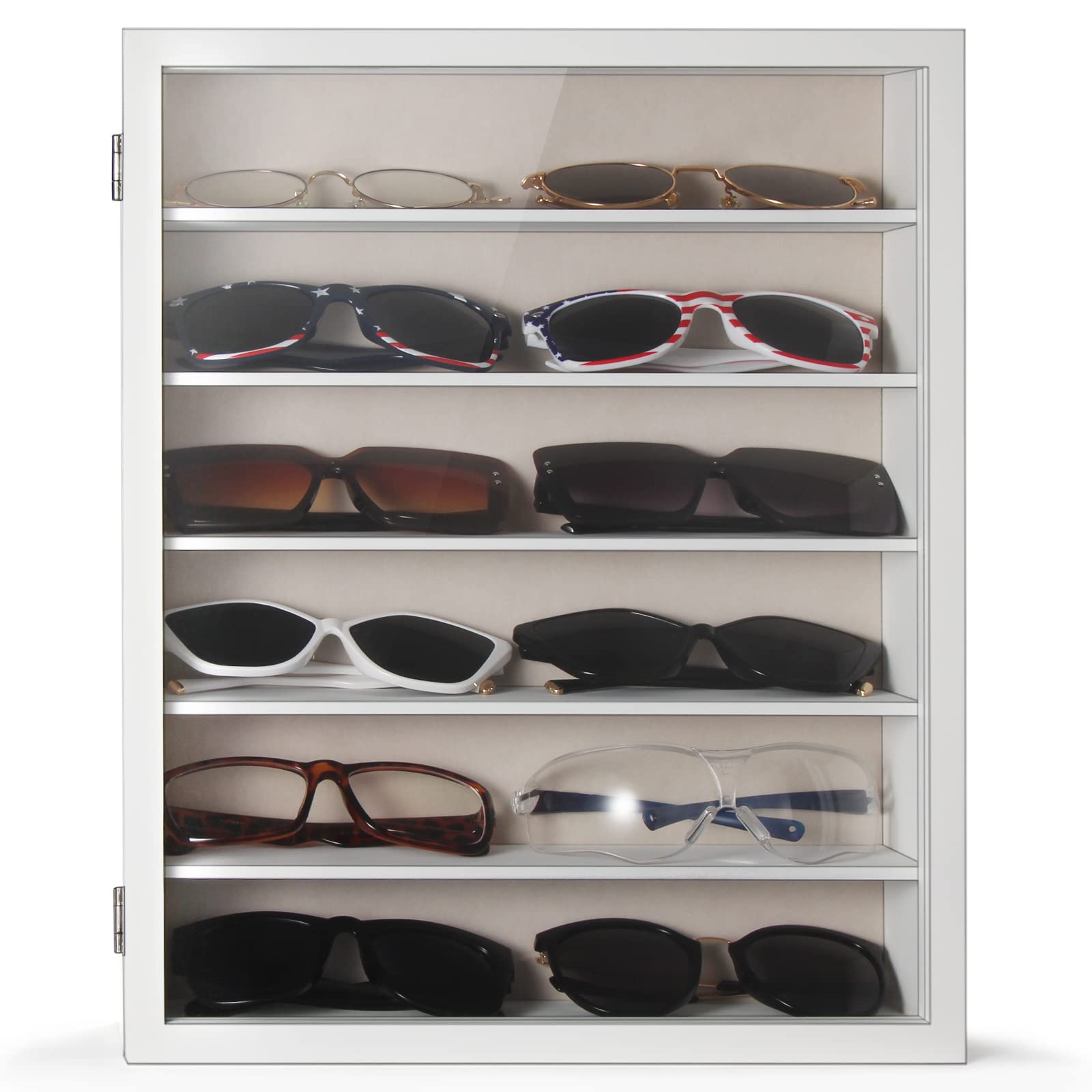 TJ.MOREE clear glass front enables quick eyewear retrieval from the display.