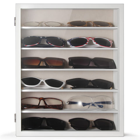 TJ.MOREE clear glass front enables quick eyewear retrieval from the display.