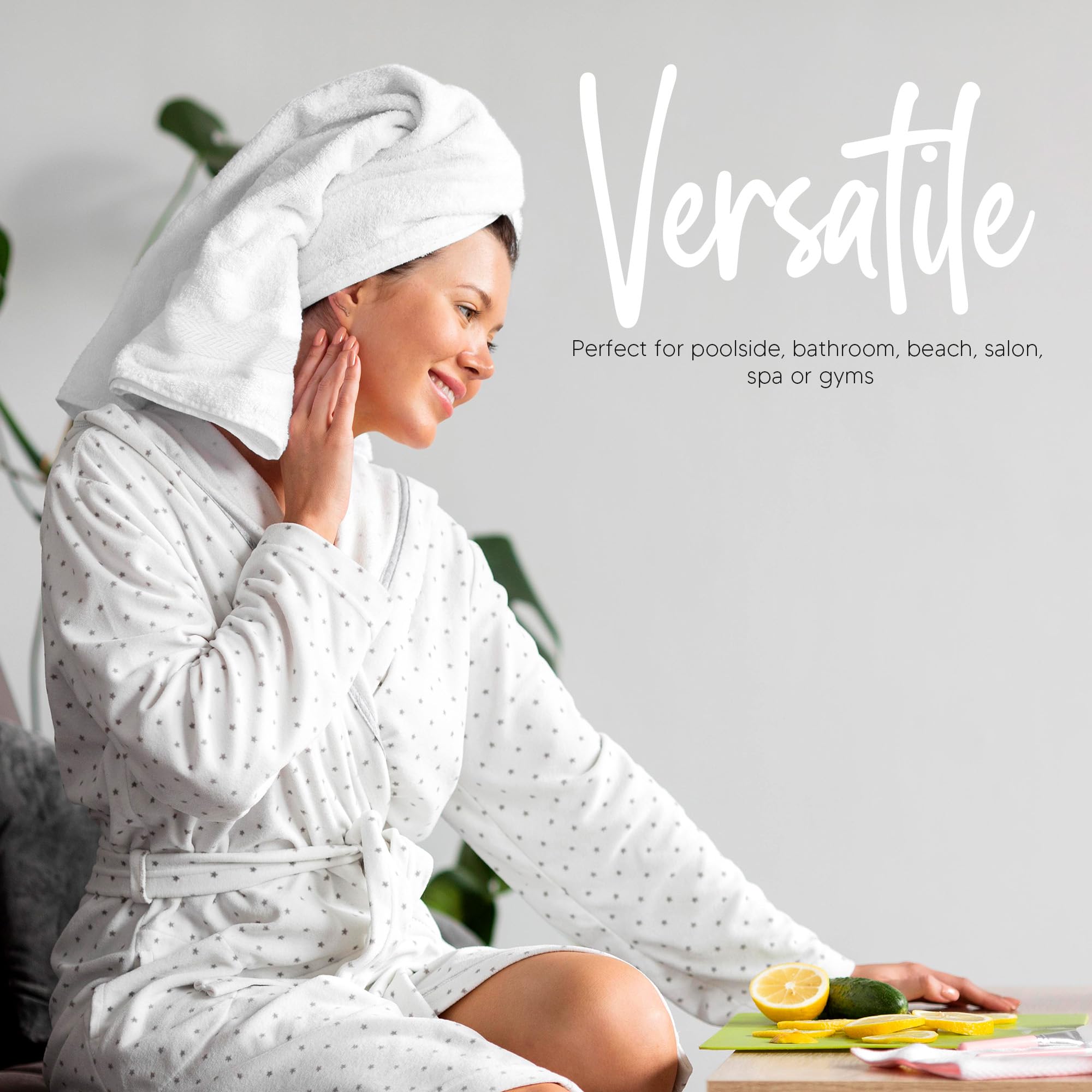 T & L Towel and Linen Mart gift-ready white towel set.