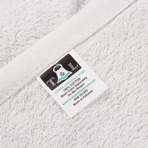 T & L Towel and Linen Mart machine washable white towels.