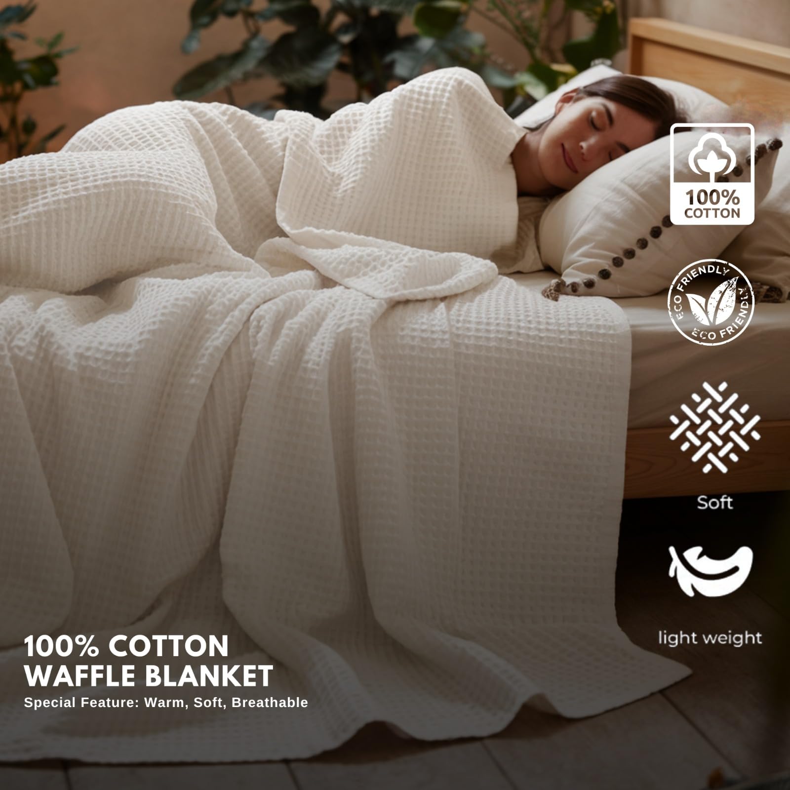 Lightweight and cozy waffle blanket perfect for couch and bed layering.