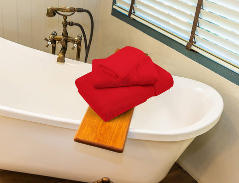 T&L burgundy towels care labels image, machine washable for easy upkeep.