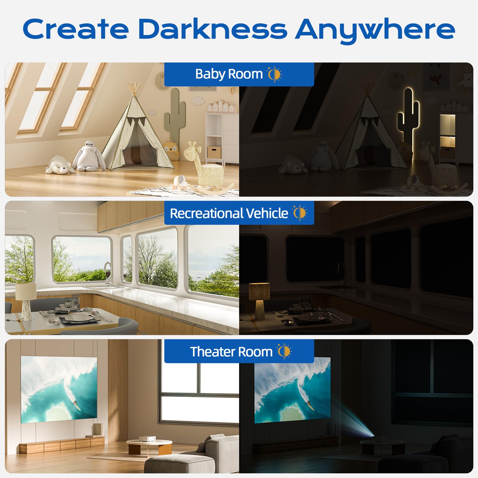 Tlany blackout curtains for RVs or hotels enable quick, reliable darkness.